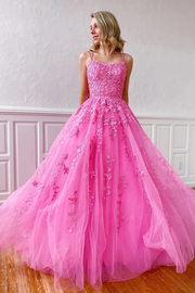 Princess Blue Appliques A-line Long Formal Dress