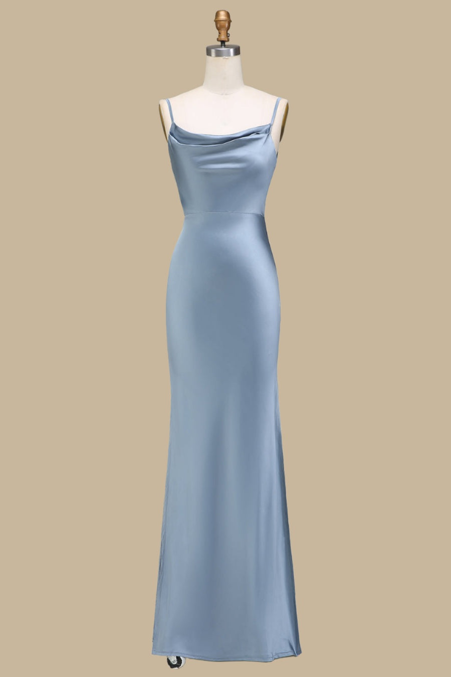 Cowl Neck and Back Maxi Dress in Dusty Blue