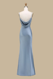 Cowl Neck and Back Maxi Dress in Dusty Blue