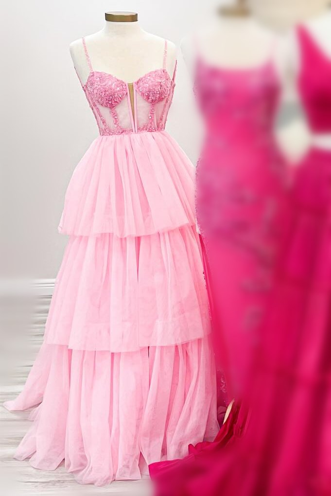 Tiered Ruffle Sequin-Embroidery Corset Long Prom Gown Modsele Tiered Ruffle Sequin-Embroidery Corset Long Prom Gown Modsele