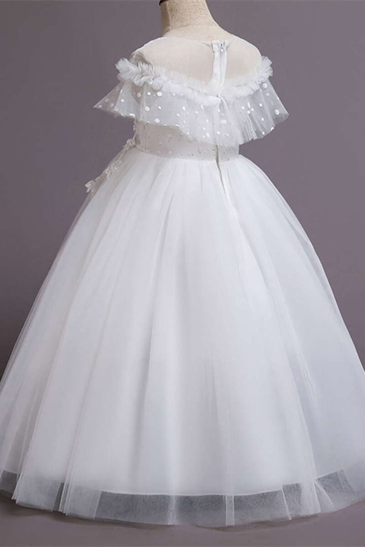 Purple Tulle Off-the-Shoulder Girl Birthday Dress