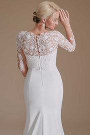 Elegant White Long Sleeves Mermaid Wedding Dress