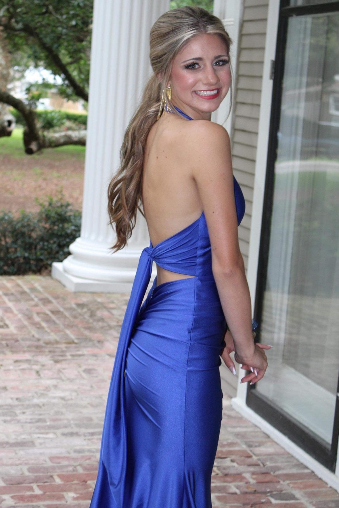 Tie back prom on sale dress