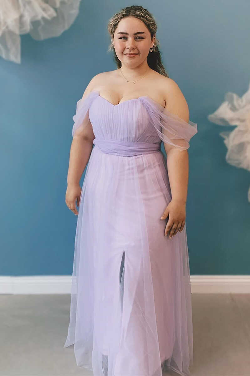 Lavender Chiffon Off-the-Shoulder A-Line Bridesmaid Dress Modsele Lavender Chiffon Off-the-Shoulder A-Line Bridesmaid Dress Modsele