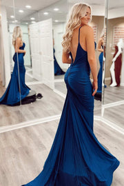 Sage Green Cowl Neck Backless Mermaid Long Prom Dress