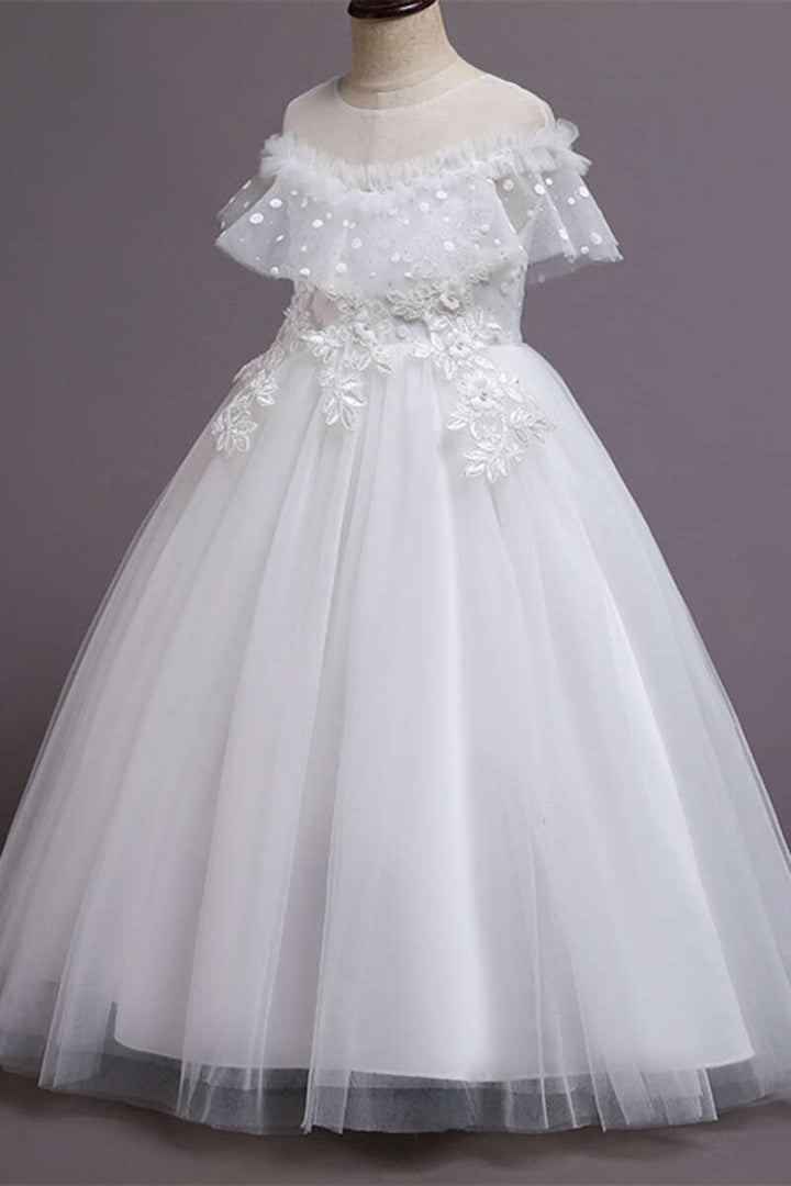 Purple Tulle Off-the-Shoulder Girl Birthday Dress