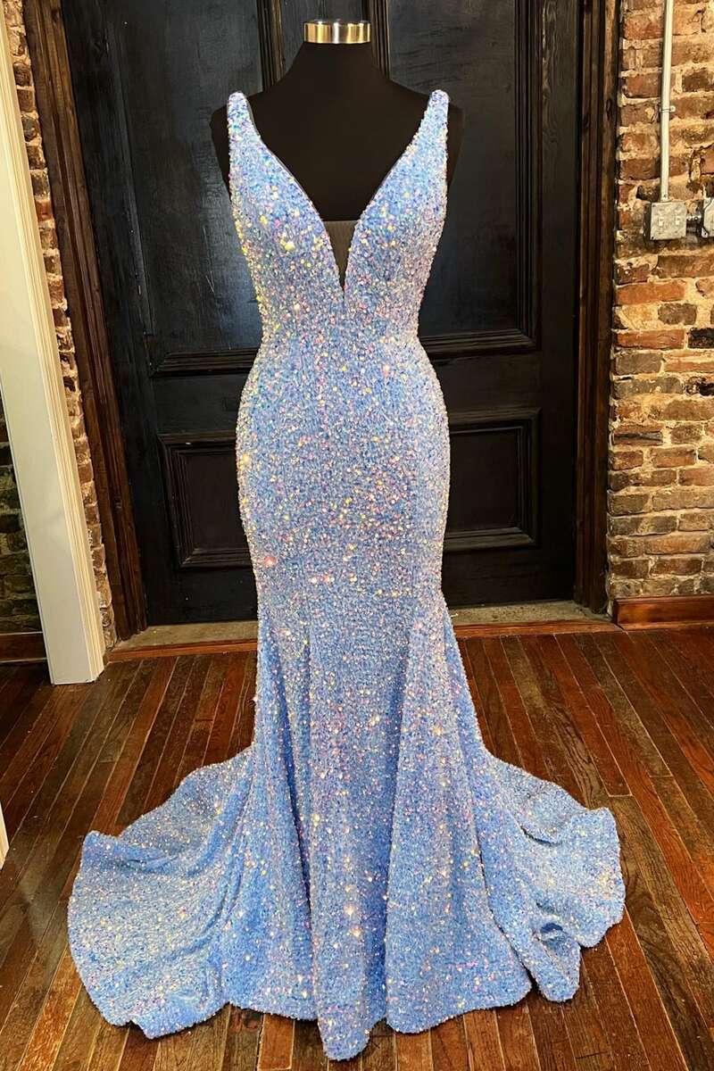 Glitter Plunge Pink Sequin Trumpet Long Formal Dress Modsele Glitter Plunge Pink Sequin Trumpet Long Formal Dress Modsele