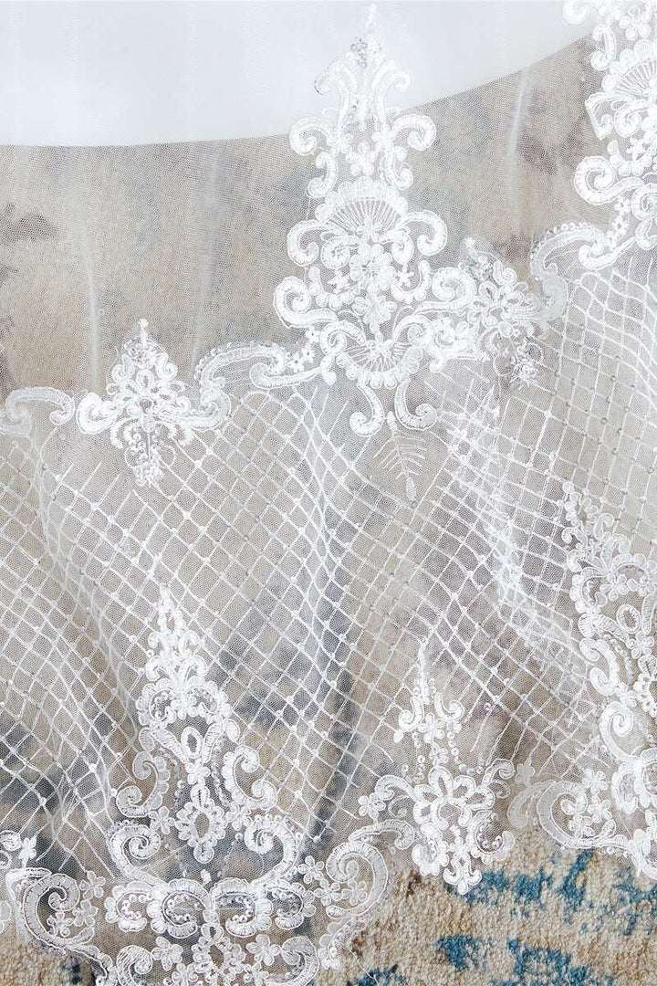 White Lace Strapless A-Line Wedding Dress
