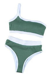 Green One-Shoulder Sports Style Swimsuit
