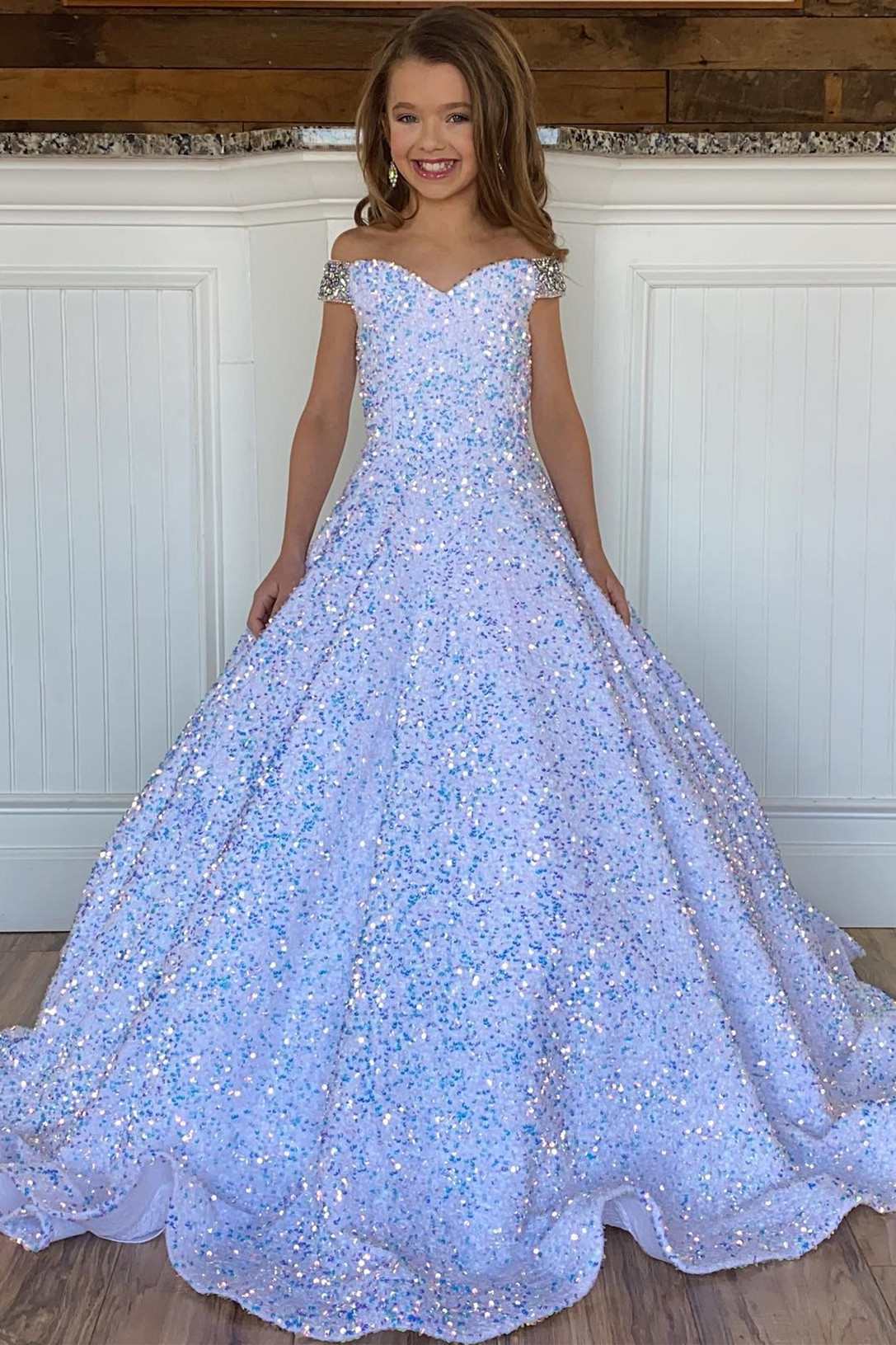 Childrens Girls Elegant Formal Ruffle Flower Sequin Ball Gown Pageant Dress  3-12 | eBay