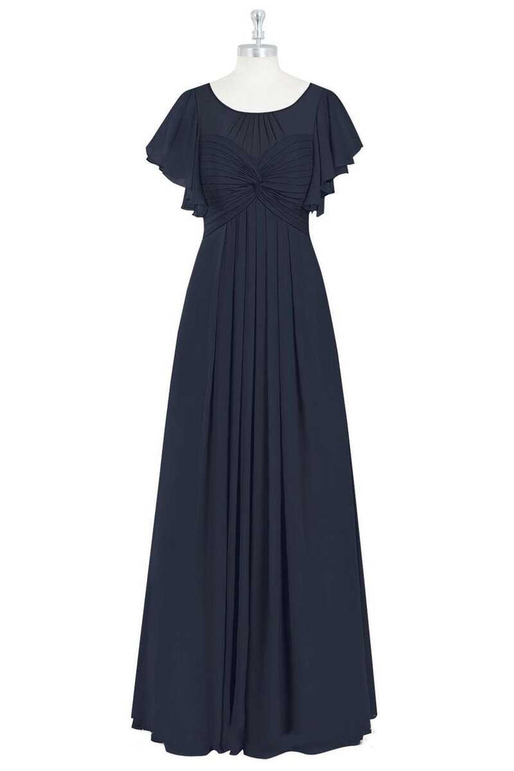 Black Crew Neck Ruffled A-Line Bridesmaid Dress