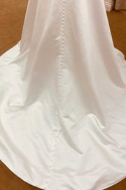Elegant Satin Spaghetti Straps Backless Long Wedding Dress