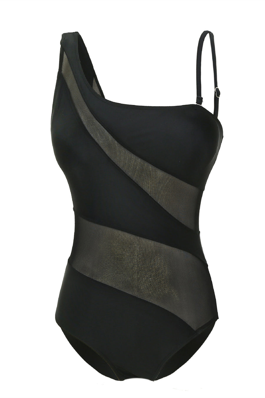 Black Mesh One Shoulder Swimsuit - One Piece – Mocca Beach Store