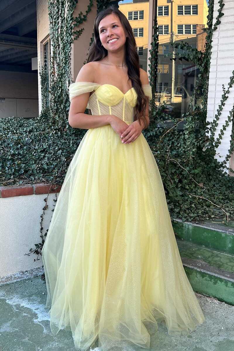 Lavender Off-the-Shoulder Bustier A-Line Prom Gown