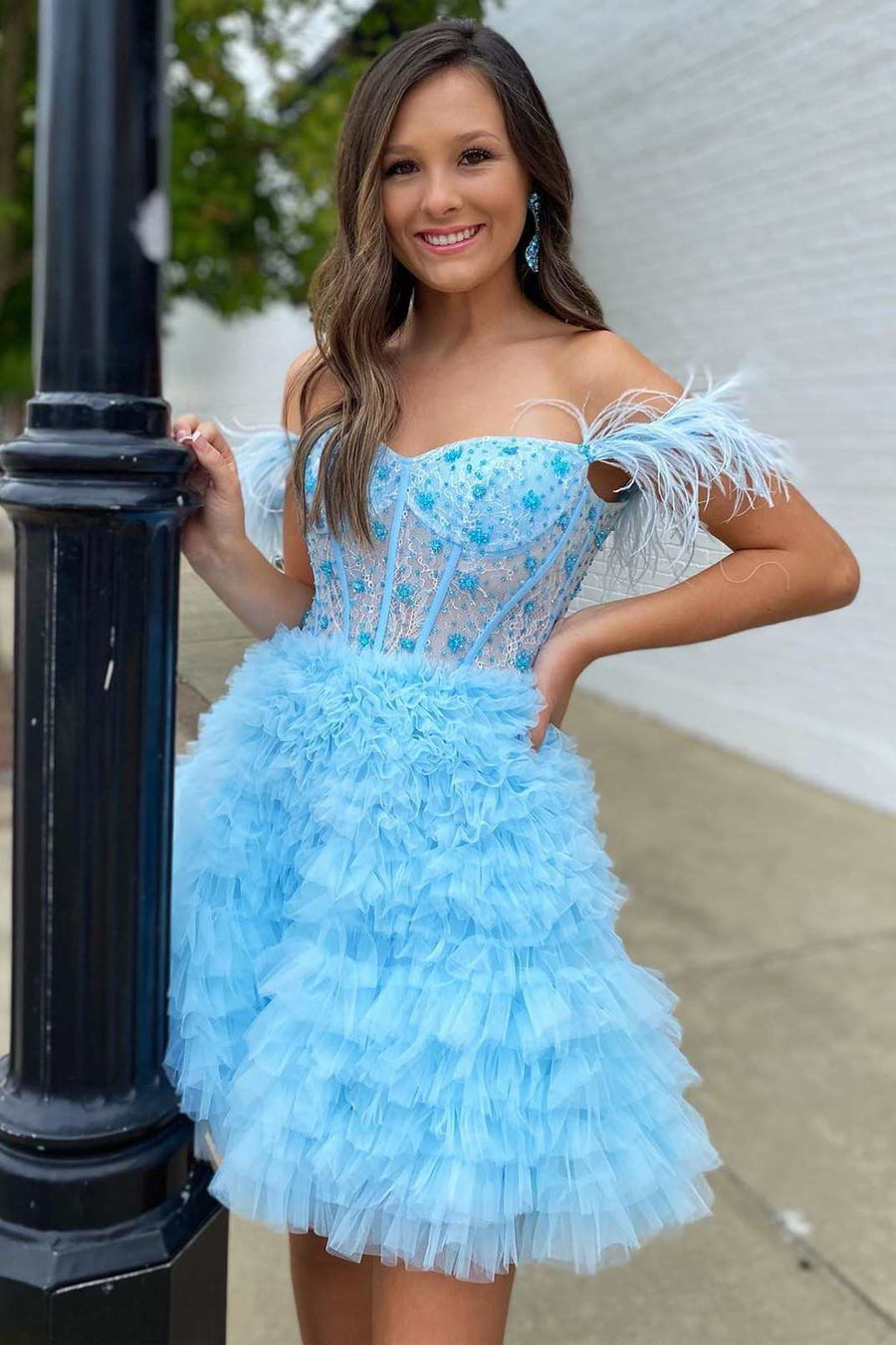 Red Feather Sweetheart Tiered A-Line Short Party Dress Modsele Red Feather Sweetheart Tiered A-Line Short Party Dress Modsele