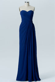Royal Blue Strapless Ruched Column Bridesmaid Dress