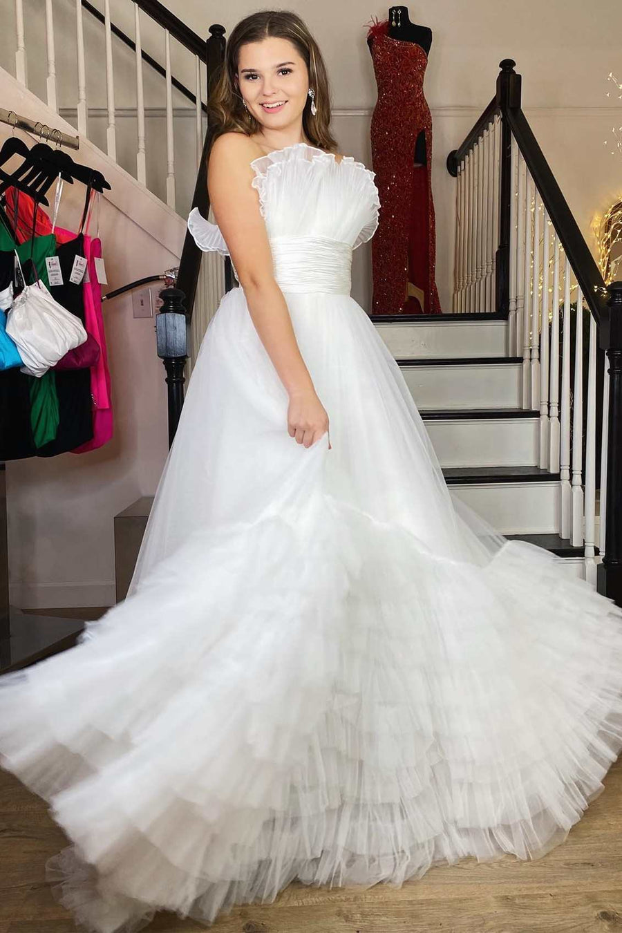 belted prom dress A-Line Prom Dress Green Satin Off Shoulder Surplice Pleats Slit, Gold Belt