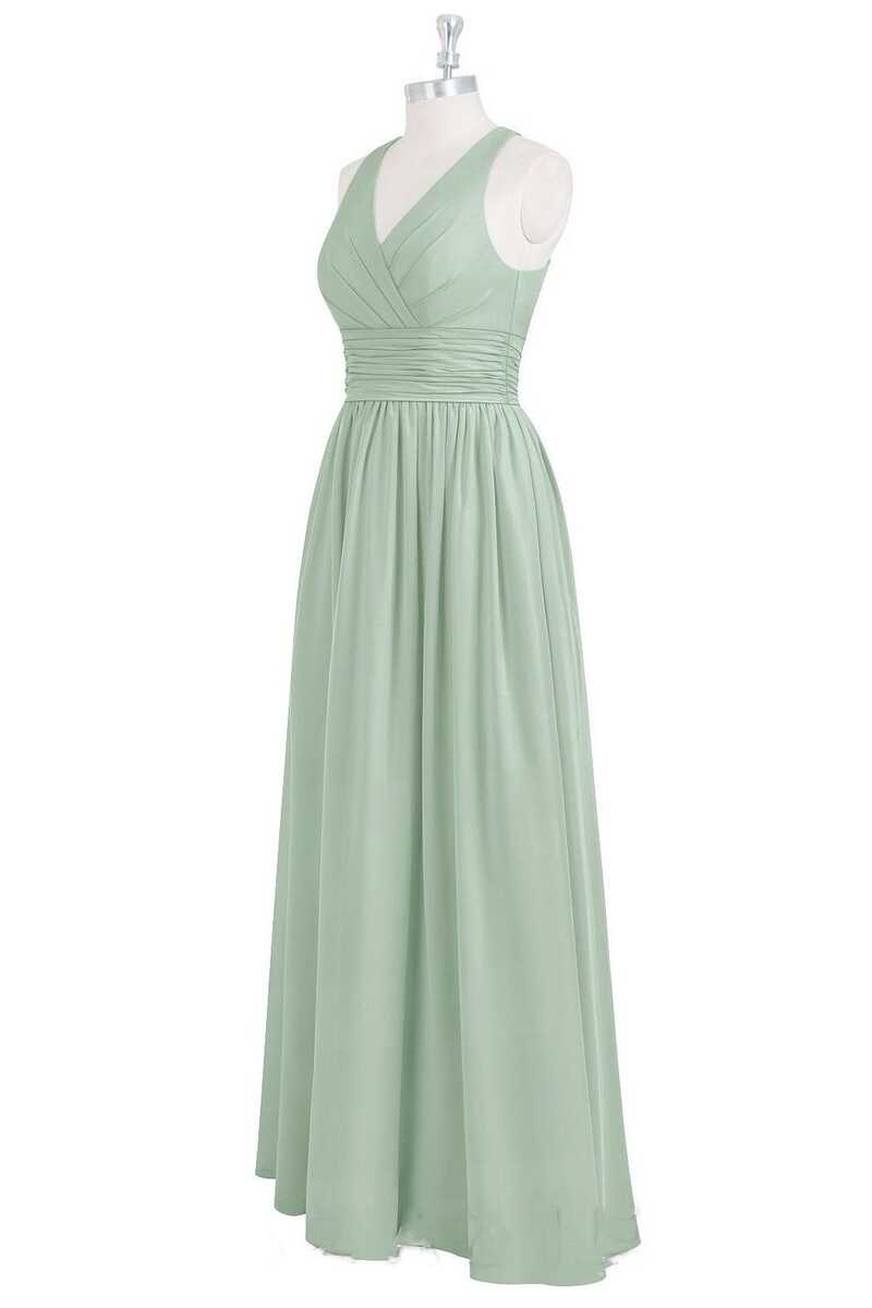 Sage Green Cutout Back Long Bridesmaid Dress