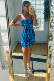 Cut Glass Mirror Strapless Lace-Up Mini Homecoming Dress