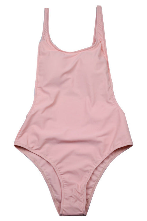Red One-Piece Backless Swimsuit