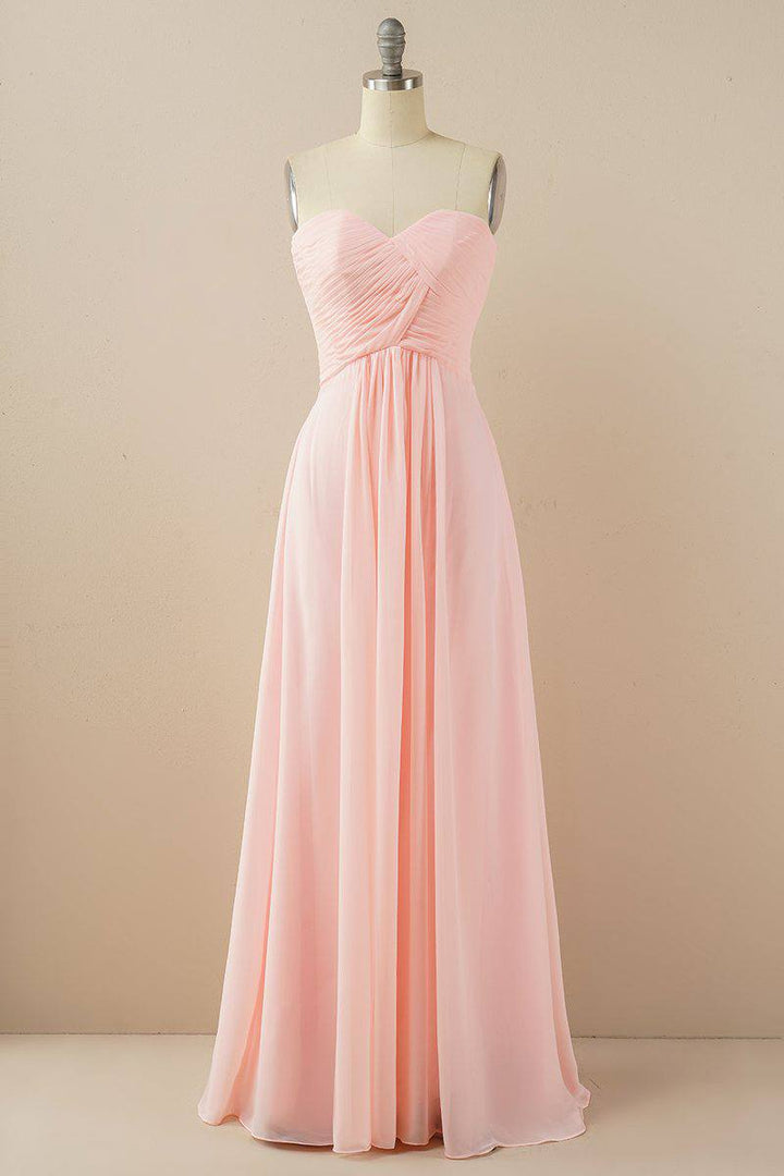 Burgundy Sweetheart Chiffon Bridesmaid Dress