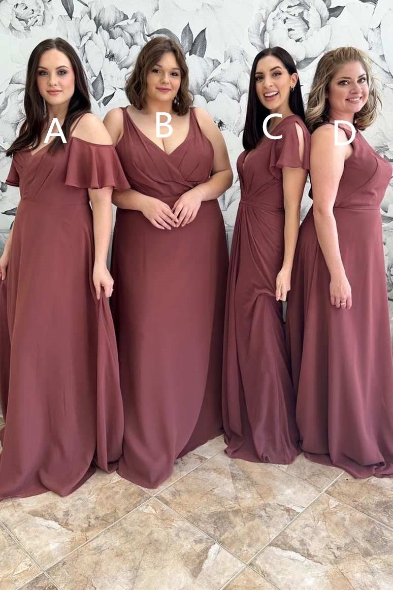 Mismatched Burgundy Chiffon Bridesmaid Dress Modsele Mismatched Burgundy Chiffon Bridesmaid Dress Modsele