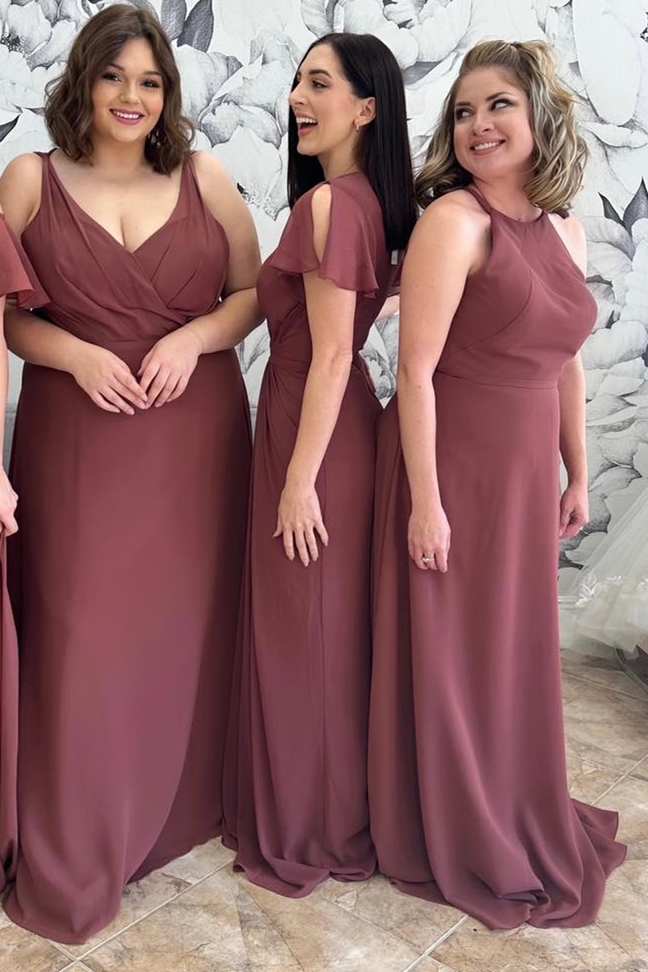 Mismatched Burgundy Chiffon Bridesmaid Dress Modsele Mismatched Burgundy Chiffon Bridesmaid Dress Modsele
