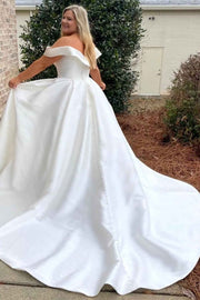 Princess White Off-the-Shoulder Bridal Gown