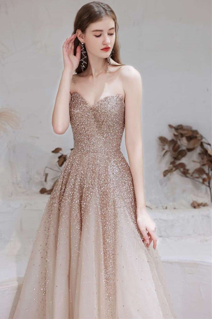 Gradient Rose Gold Tulle Strapless Prom Gown with Cape Modsele Gradient Rose Gold Tulle Strapless Prom Gown with Cape Modsele