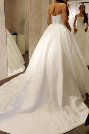 White Satin Sweetheart Wedding Dress Bridal Gown