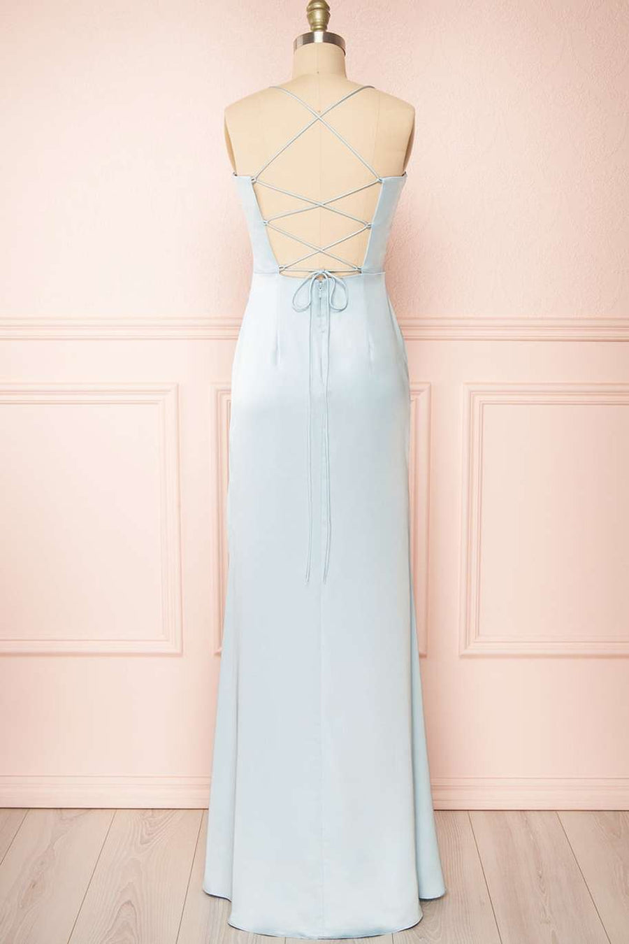 Cowl Neck Lace-Up Back Mermaid Long Prom Dress