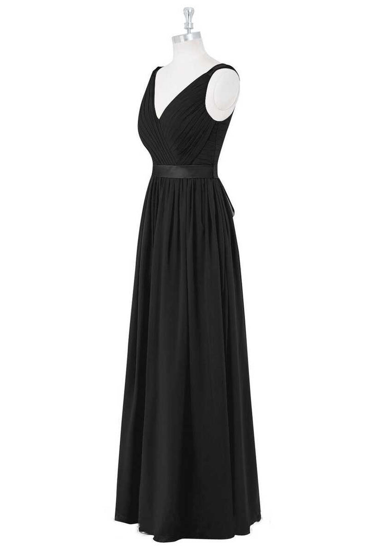 Lavender V-Neck Backless A-Line Long Bridesmaid Dress