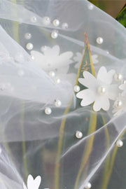 Dreamy Mesh Flower & Pearl Long Bridal Veil