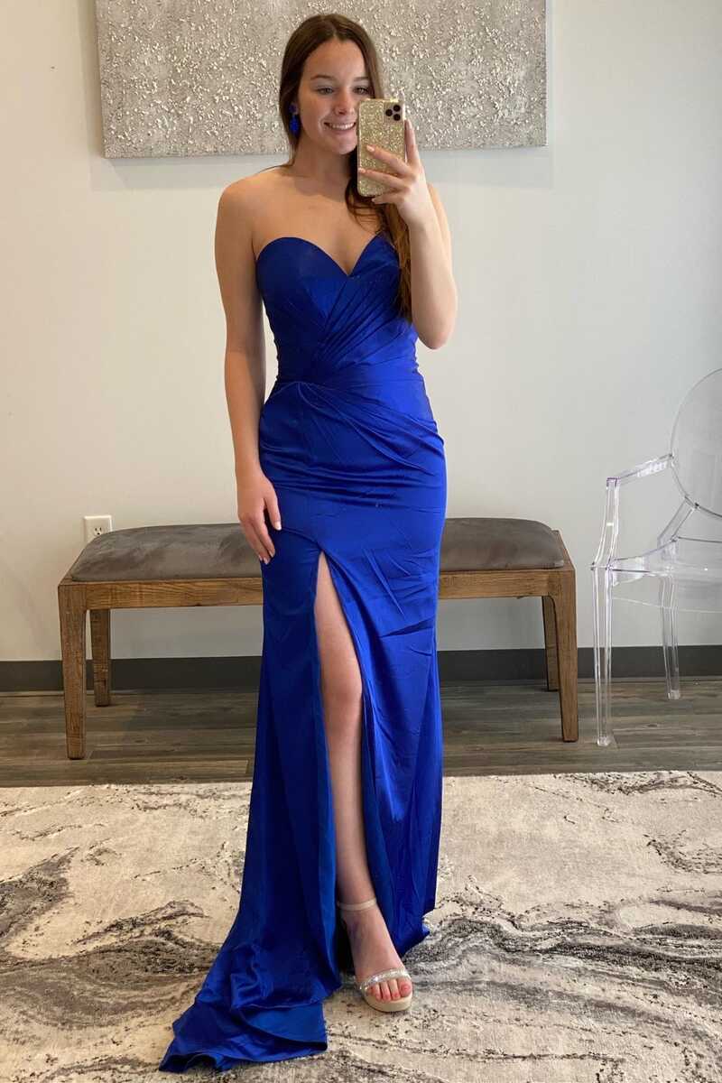 Blue Tulle A-line Beaded Prom Dresses Formal Dress PL417 | Promnova