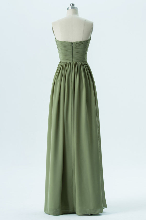 Lime Green Chiffon Sweetheart Bridesmaid Dress