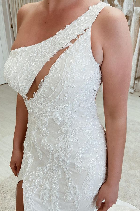 One Shoulder Backless Wedding Dress