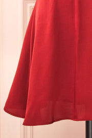 Red Cowl Neck A-Line Short Party Dress