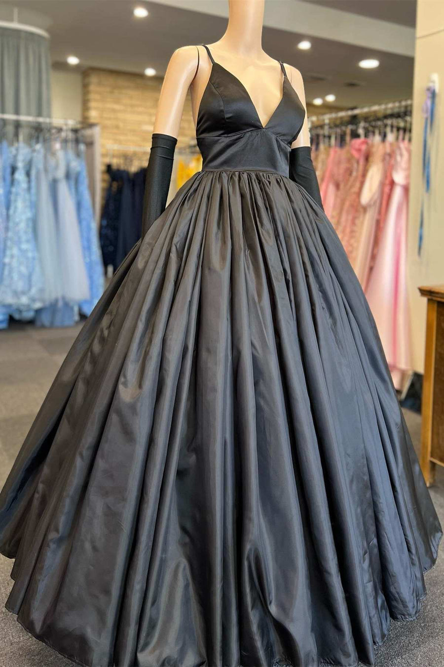Fairy-Tale Black V-Neck Empire Waist Ball Gown