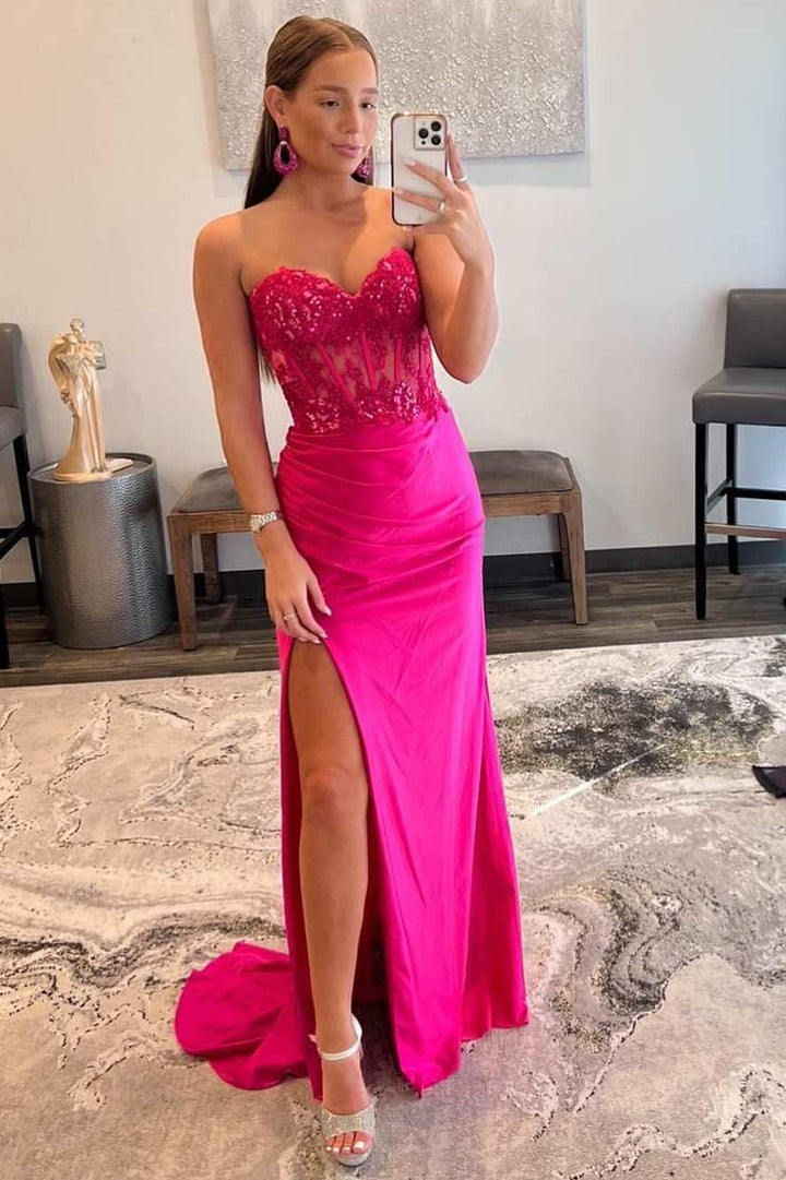 pink lace strapless dress KissProm A-Line Hot Tulle Sweetheart Long Prom Dress, Hot Pink / 10 %0D%0A*%20If%20you%20are%20between%20two%20sizes%20the%20larger%20one%20is%20recommended.%26nbsp%3B%0D%0A%26nbsp%3B%0D%0A%26nbsp%3B%0D%0A%26nbsp%3B%0D%0A%0D%0A%26nbsp%3B%0D%0A%26nbsp%3B%0D%0A%26nbsp%3B Barbie Pink Lace Strapless Sheath