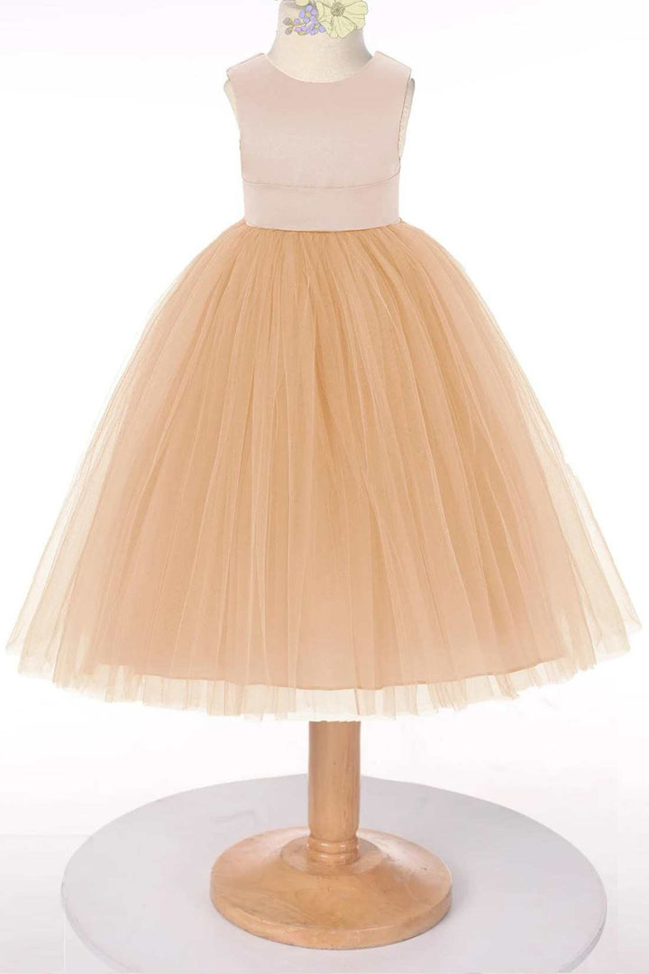 Mauve Tulle Sleeveless Bow Back Flower Girl Dress
