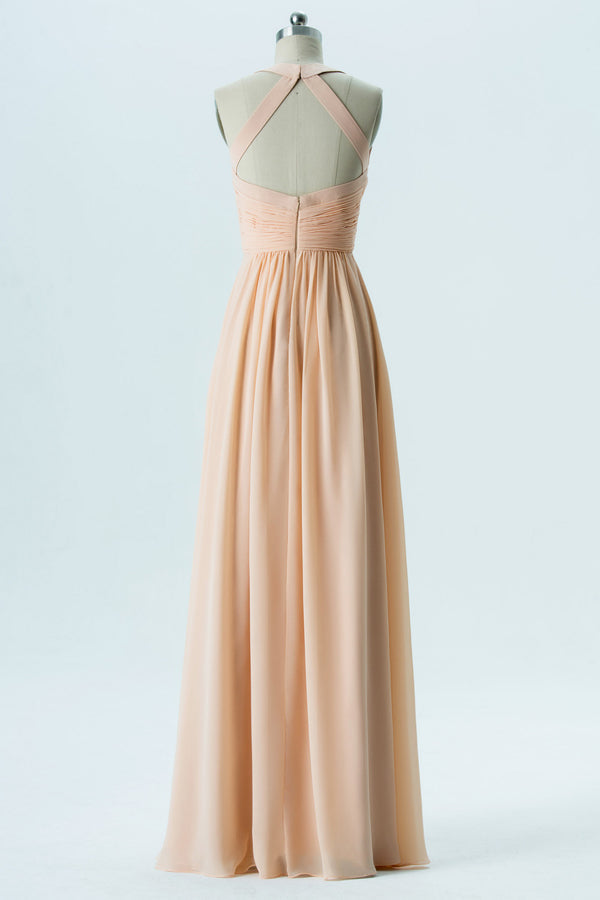 peach chiffon halter dress Taupe PrettyLittleThing Chiffon Halter Neck Maxi Dress
