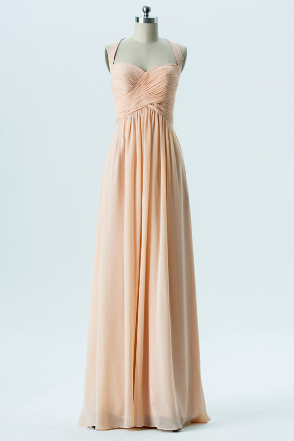 Light Orange Chiffon Halter Backless Bridesmaid Dress Modsele Light Orange Chiffon Halter Backless Bridesmaid Dress Modsele