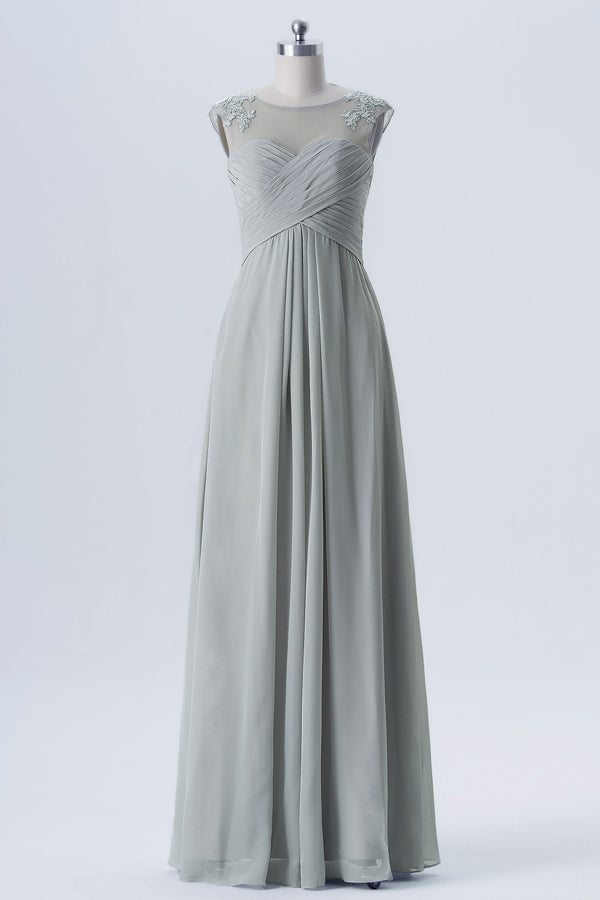 Grey Chiffon Sweetheart Backless Mother of the Bride Dress