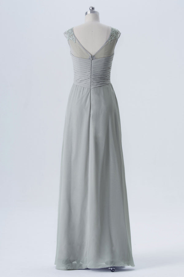 Grey Chiffon Sweetheart Backless Mother of the Bride Dress