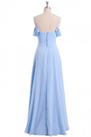 Periwinkle Off-the-Shoulder Sweetheart Bridesmaid Dress