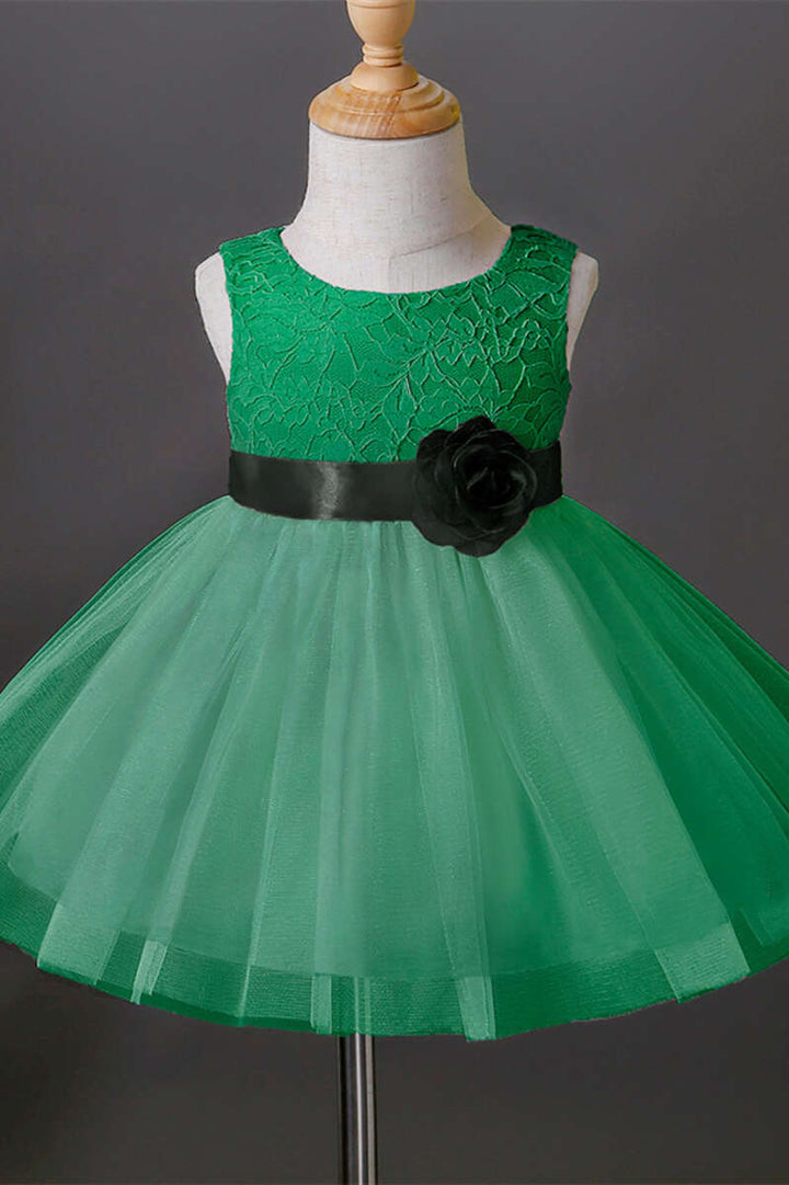 Cute Pink Lace Sleeveless Bow Back A-Line Flower Girl Dress