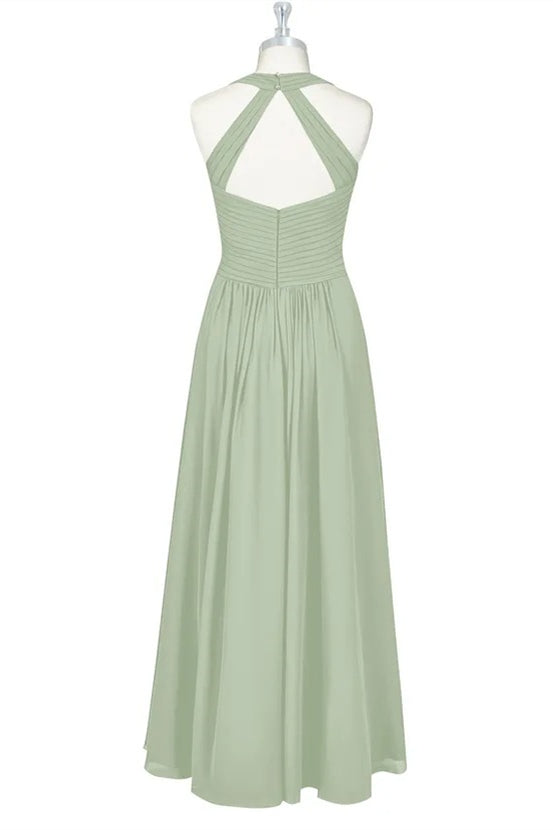 Sage Green Chiffon Halter A-Line Long Maid of Honor Dress Modsele Sage Green Chiffon Halter A-Line Long Maid of Honor Dress Modsele