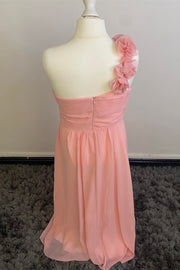 Peach One-Shoulder Sweetheart Flower Girl Dress