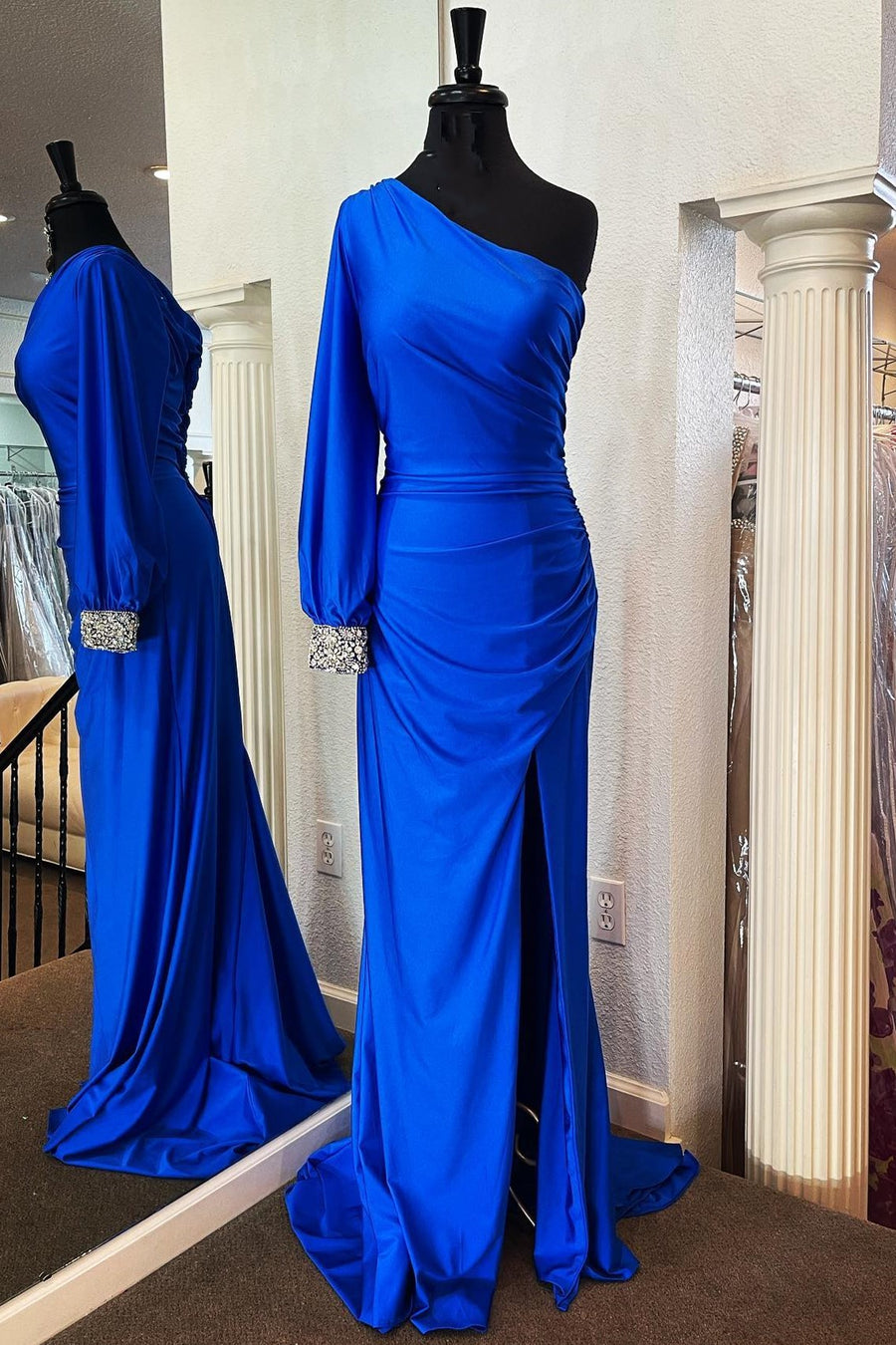 Royal Blue One- Shoulder Mermaid Long Formal Dress