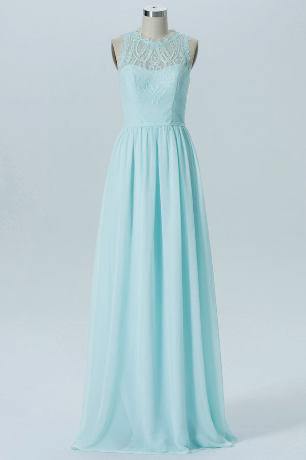 Light Blue Sleeveless Bridesmaid Dress with Back Cutout